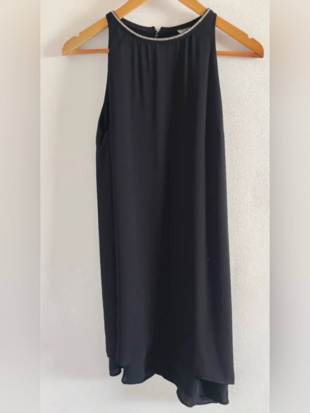H&M Black High-Low Sleeveless Skirt with Beaded Neckline
